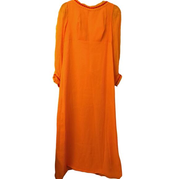 Vintage Hess's Orange Prairie Cottage Country Boho Maxi Dress READ - Picture 3 of 9